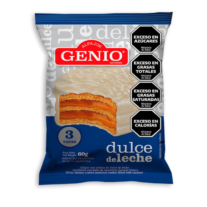 Alfajor Genio 3 tapas Blanco 60g