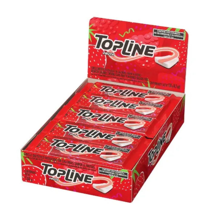 Chicles Topline sabor Fruta. 1 Caja 20un x 6,7g.