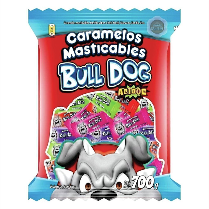 Caramelos Masticables Ácidos Bull Dog x 700 g (100 unidades)