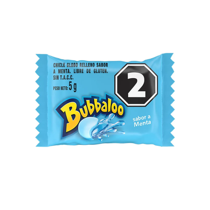 Chicle Bubbaloo Sabor Menta 60 unidades de 5g.