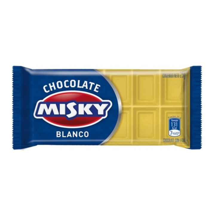 Chocolate Celofán Misky x 25 g Blanco (30 unidades).