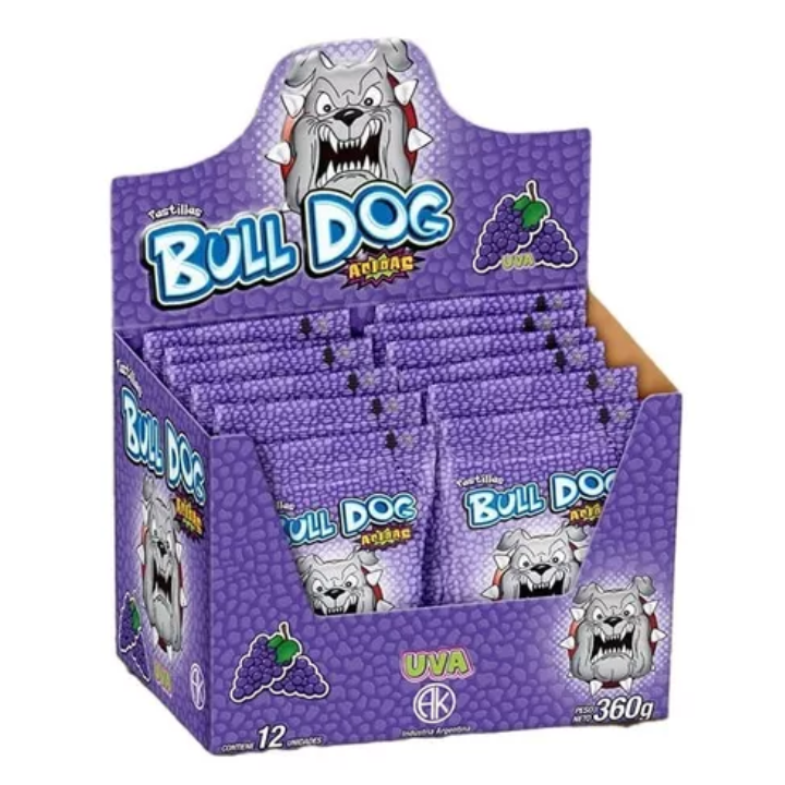 Pastillas Ácidas Bull Dog x 12 unidades sabor uva