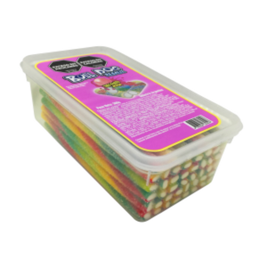 Regaliz Bull Dog Tutti Fruti x 360 gr. Goma ácida en formato de cable (56 un. aproximadamente)